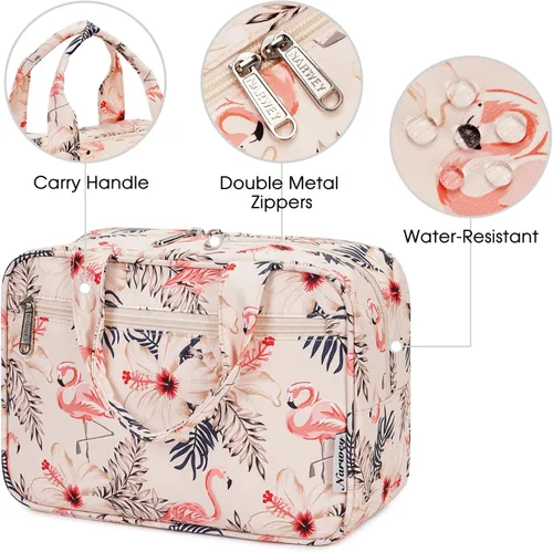 Vista 5 de Narwey Neceser de tamaño completo para mujer, bolsa de maquillaje grande, organizador de viaje, bolsa de cosméticos para accesorios esenciales