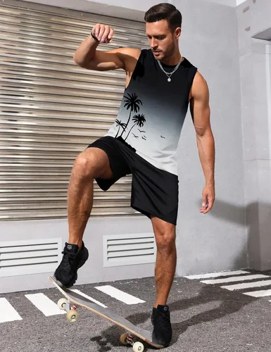 Vista 6 de Camisetas sin mangas con gráficos para hombre, camisetas musculares hawaianas para playa, árbol de coco hawaiano, camisetas sin mangas patrióticas