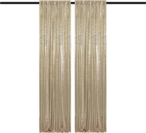 Vista 61 de Cortinas de Fondo de Lentejuelas Negras Cortinas Brillantes con Purpurina 2FTx8FT 2 Paneles para Decoraciones de Bodas Fiestas de Cumpleaños