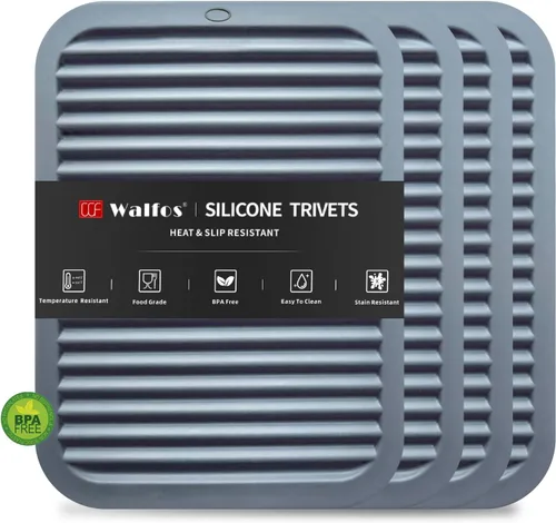 Vista 11 de Walfos Salvamanteles grandes de silicona de 16 x 12 pulgadas, salvamanteles para ollas y sartenes calientes, resistentes al calor, almohadillas