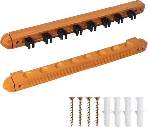 Vista 15 de GSE 2-Piece Wooden Wall Mounted Billiard Pool Cue Rack Holds 6/8/12 Cues Several Colors Available, Pool Stick Holder Only, Space-Saving, Billiard
