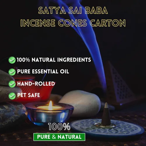 Vista 2 de Nag Champa Satya Sai Baba Temple - Caja de 12 conos de incienso (Super Hit)