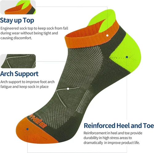 Vista 2 de JOYNÉE Calcetines atléticos para hombre, corte bajo, para entrenamiento, correr, paquete de 6