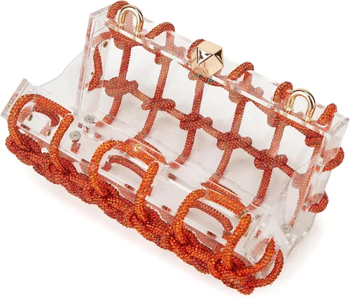 Vista 7 de Pocadri Bolsos de noche de acrílico tejido para mujer, elegante banquete con diamantes de imitación, bolso cruzado para fiesta de graduación