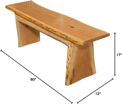 Vista 2 de Rustic Red Door Co. Banco de madera con borde vivo para mesa de comedor, entrada, dormitorio, acento de sala de estar, losa de madera maciza