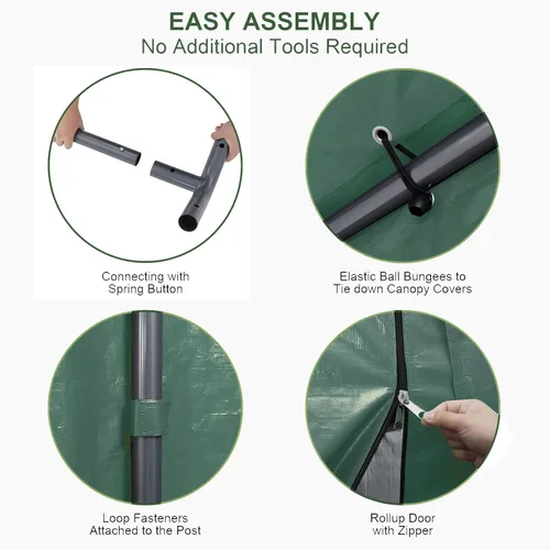 Vista 5 de Cochera 10x20 pies con toldo resistente de acero para almacenamiento, carpa portátil para fiestas, garaje portátil con paredes laterales y puertas