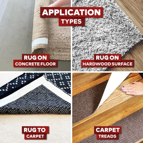 Vista 5 de XFasten Cinta de alfombra de doble cara - Cinta adhesiva resistente de 2” x 5 yardas, Cinta adhesiva de 1” de núcleo para alfombras de área sobre
