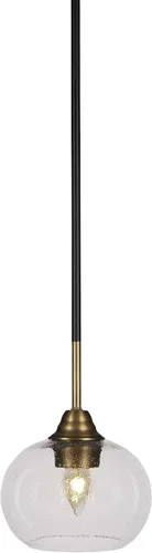 Vista 196 de Toltec Lighting Paramount - Mini colgante de 1 luz en acabado negro mate con cristal de arte perla de 7 pulgadas y estilo negro