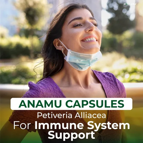 Vista 4 de Hallusa Natural Raíz de Anamu 450 mg - Petiveria Allicea - Anamu Cápsulas Orgánicas - Sistema Inmunológico y Energía - 100 Cápsulas