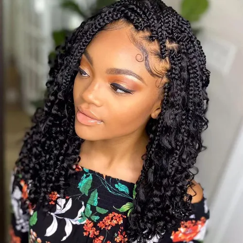 Vista 22 de Goddess Box Braids 1B3330 - Trenzas de ganchillo bohemias de 10 pulgadas para mujeres negras, paquete de 7 paquetes de trenzas bohemias preenlazadas