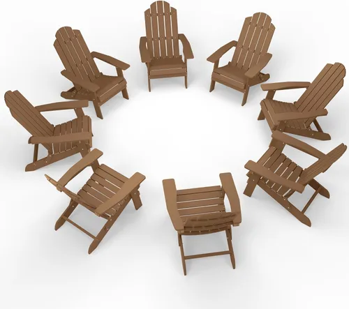 Vista 36 de MXIMU Silla Adirondack plegable para exteriores: sillas Adirondack fáciles de montar y cómodas, silla de plástico compuesto para todo tipo de clima