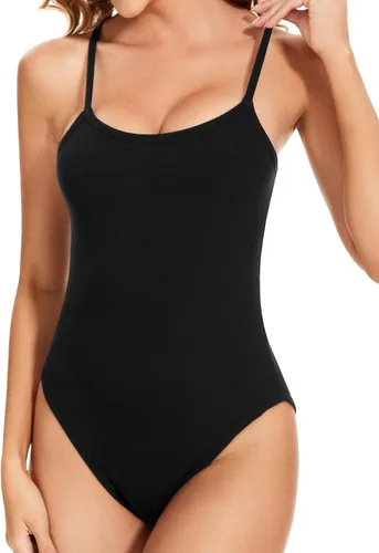 Vista 3 de Paquete de 4 body sexy sin mangas para mujer, con tirantes delgados ajustables, con tirantes delgados, adelgazante