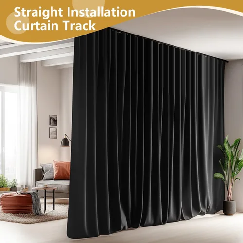 Vista 8 de MaKefeile – Riel de cortina de techo flexible para montaje en techo o pared, divisor de habitación resistente para sala de estar, dormitorio, ducha