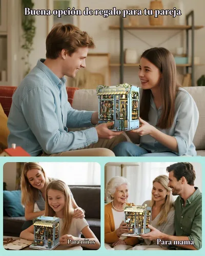 Vista 8 de Cutefun - Kit de rincón de libros - Kit de casa en miniatura DIY para adultos y adolescentes, kit de rompecabezas de madera 3D en miniatura con LED