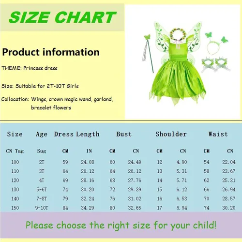 Vista 7 de Disfraz de Tinkerbell para niñas, vestido de princesa, fiesta de cumpleaños, Halloween, disfraz de cosplay para niñas pequeñas