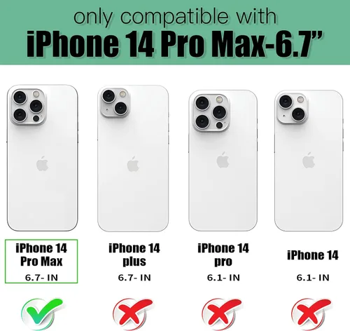 Vista 2 de TOOVREN Funda tipo cartera para iPhone 14 Pro Max con tarjetero y cordón para iPhone 14 Pro Max, funda con correa para cartera, soporte de cuero