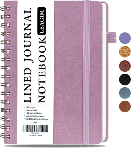 Vista 10 de LEAGIM Cuaderno rayado en espiral para mujeres y hombres, cuaderno de tapa dura con rayas universitarias para trabajo y toma de notas, diarios