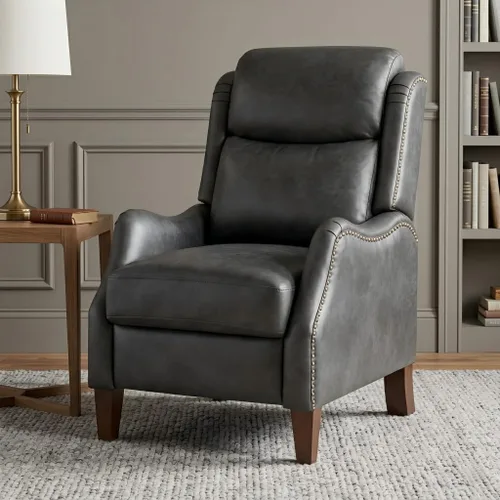Vista 10 de KISLOT Sillón reclinable de piel sintética con ribete de remache, sillón de acento manual vintage, sofá individual para sala de estar, dormitorio