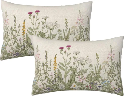Vista 13 de CXMEIFLY Juego de 2 fundas de almohada de hojas florales de primavera de 16 x 16 pulgadas, para decoración de flores chinoiserie, almohadas
