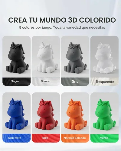 Vista 4 de SUNLU - Paquete de filamento PLA de 8.82 oz, 0.07 in, filamento multicolor Pla carrete - negro+claro+claro (rojo+verde+azul+amarillo+púrpura+naranja)