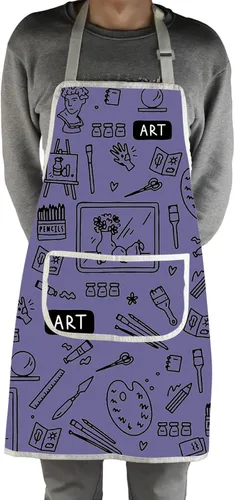 Vista 4 de MBMSO Delantal de pintor de artista con bolsillos, regalo para pintores de arte, regalo para amantes del arte, regalo para profesores de arte
