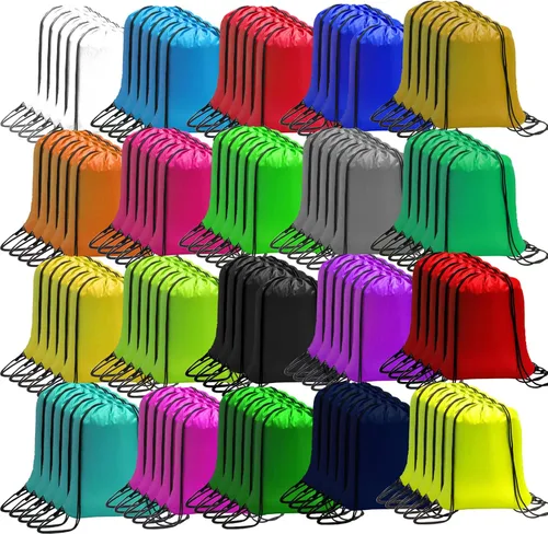 Vista 8 de CAIHONG Paquete de 100 mochilas con cordón a granel con cordón para gimnasio, yoga, compras, deportes, senderismo o regalos para mujeres y hombres