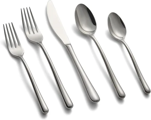 Vista 5 de Cambridge Silversmiths Samantha - Colección de cubiertos de acero inoxidable 18/10, apto para lavavajillas, espejo dorado, juego de cubiertos de 20
