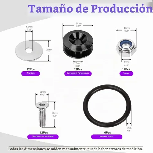 Vista 2 de Swpeet 54Pcs - 3 Pares Kit de Sujetadores de Liberación Rápida Negro, Kit Universal de Clips de Parachoques de Aluminio de Liberación Rápida