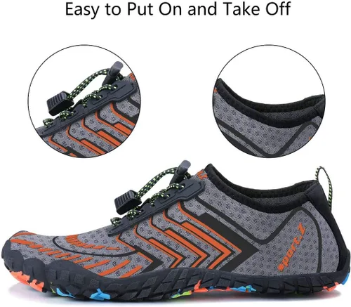 Vista 4 de MAYZERO Zapatos de agua para hombres y mujeres, zapatos de surf, playa, piscina, zapatos de punta ancha, senderismo, zapatos de agua, zapatillas