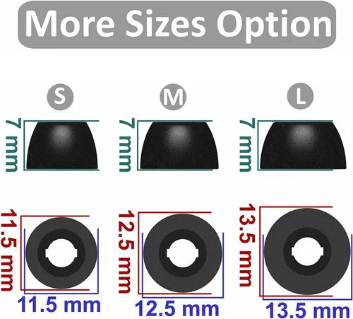 Vista 2 de Auriculares de espuma compatibles con Galaxy Buds 2 Pro SM-R510, 6 pares de tamaños S/M/L, puntas de espuma viscoelástica suave, compatibles