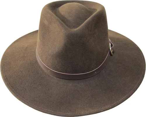 Vista 2 de BS Premium Lewis - Sombrero Fedora de ala ancha fieltro 100 lana resistente al agua banda de cuero