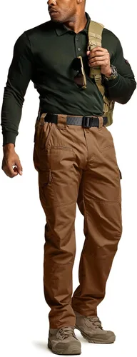 Vista 3 de CQR Pantalones tácticos para hombre, resistentes al agua, pantalones cargo Ripstop, ligeros EDC trabajo, senderismo, ropa para exteriores