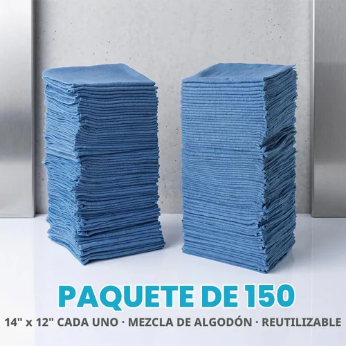 Vista 6 de SIMPLI-MAGIC Toallas de Taller de Algodón 14"x12" (Paquete de 150) – Trapos de Limpieza Reutilizables para Automóviles, Industrias, Garaje y Hogares