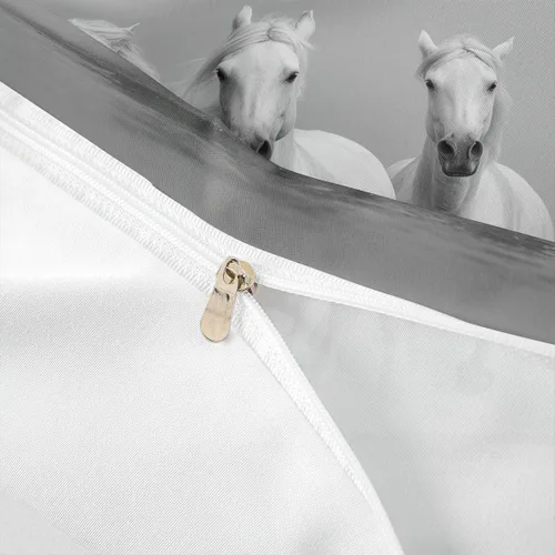 Vista 6 de Feelyou Juego de funda de edredón de caballos blancos para niños, tamaño individual, estampado 3D corcel corcel, funda de edredón decorativa