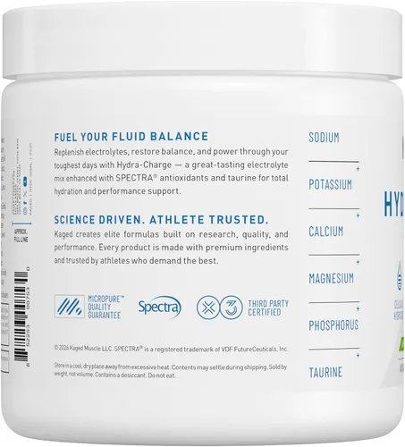 Vista 11 de Kaged Polvo de Hidratación con Electrolitos Hydracharge Manzana Lima Bebida Deportiva para Hombres y Mujeres Pre, Post, Intra Entrenamiento