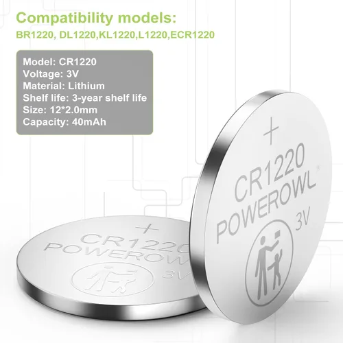 Vista 7 de PowerOWL CR1220 - Batería de litio de 3 V (15 unidades)