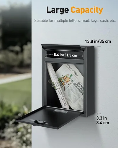 Vista 6 de Uniclife Buzón de Montaje en Pared para Exterior, Buzón Grande con Cerradura de Combinación, Buzón de Seguridad para Casa, Caja Segura para Depósito