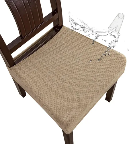 Vista 19 de Genina Fundas de asiento impermeables para sillas de comedor (2 unidades, con abertura trasera, beige)