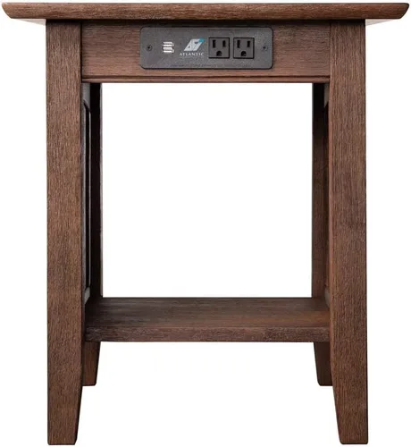 Vista 4 de Mesa Atlantic Furniture AH13312 Nantucket, mesa auxiliar, Madera, Ámbar quemado.