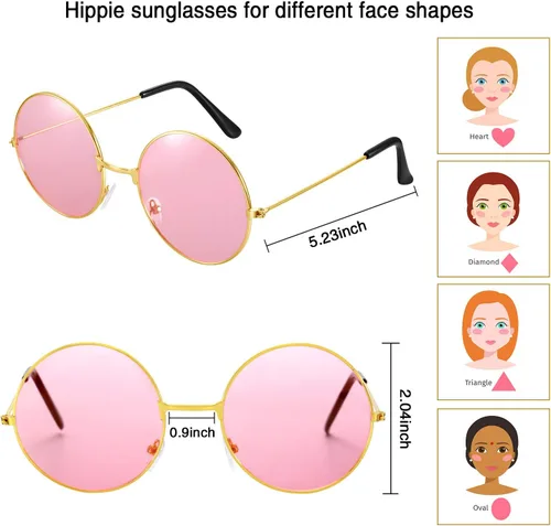 Vista 5 de Wrestler 12 Pcs Hippie Costume Set for Women Includes 6 Multicolor Lady Daisy Flower Crown 6 Round Sunglasses for Disco