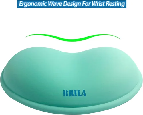Vista 3 de BRILA Reposamuñecas ergonómico de silicona para mouse, gel de sílice refrescante, almohadilla de soporte de muñeca de piel sintética para oficina