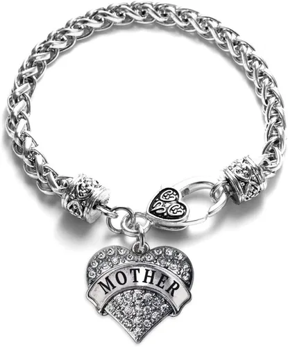 Vista 14 de Pulsera de plata con dije de corazón pavé con joyas de circonita cúbica