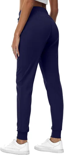 Vista 3 de 2 piezas de pantalones deportivos para mujer, pantalones deportivos de descanso con cordón, pantalones deportivos de cintura alta con bolsillos