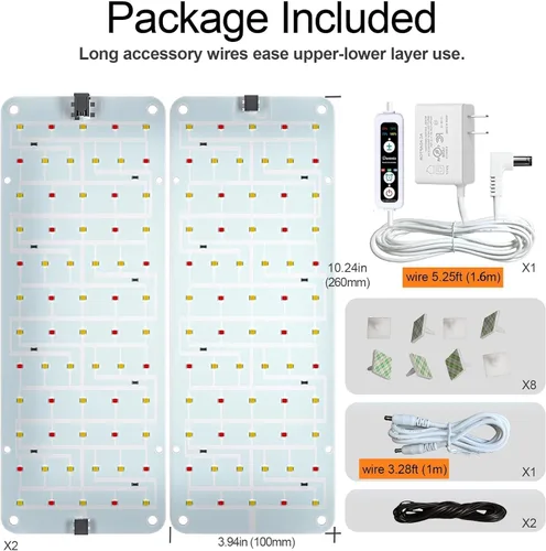 Vista 8 de Panel de luz de cultivo para plantas de interior, luz LED ultrafina de espectro completo de 20 W para estante y gabinete, regulable con temporizador