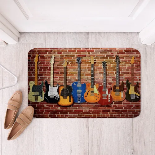 Vista 4 de Alfombras de guitarra 3D esponjosas con temática musical para niños, niñas, adolescentes, decoración de música rock, duradera para interiores, 16 x