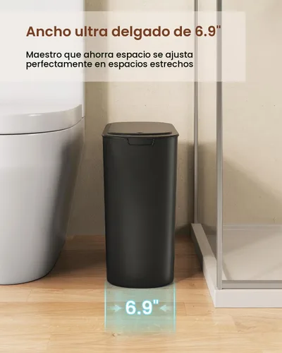 Vista 4 de TIPGO - Bote de basura automático de 5 galones con tapa, negro, sin contacto Motion Sensor, Slim Smart Garbage Bin, Plastic Wastebasket, Battery
