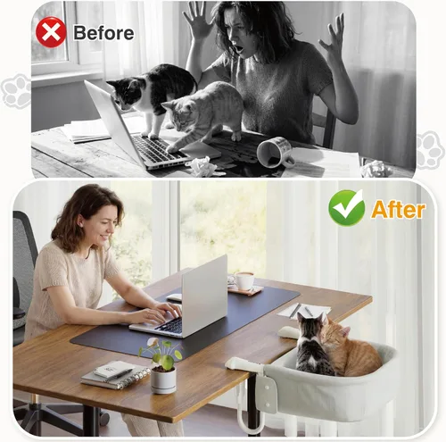 Vista 8 de Cama de escritorio para gatos extra resistente para gatos grandes Blanco
