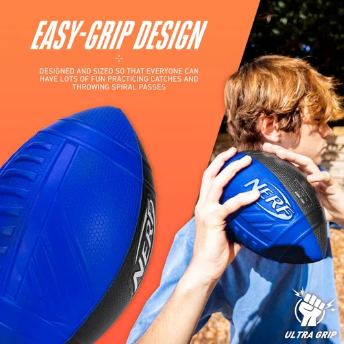 Vista 7 de Nerf Pro Grip - Pelota de fútbol americana, azul, pelota de espuma clásica, fácil de atrapar y lanzar, juguetes deportivos, regalos de Navidad