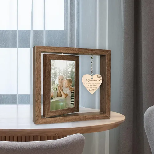 Vista 4 de EYITUPC Un nieto es alguien que alcanza tus manos pero toca tu corazón Marco de Fotos Regalos para Abuelos Primerizos, Muestra Dos Fotos de 4x6