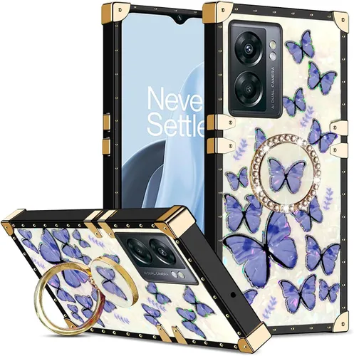 Vista 11 de Funda para Revvl 6 Pro para mujer, elegante funda protectora de TPU con función atril para Revvl 6 Pro (mariposa púrpura)